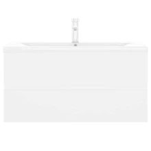vidaXL Mobile sottolavabo con lavabo integrato, bianco, in materiale ligneo - Bianco - Visualizzare 4
