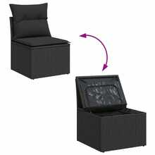 vidaXL 9-Teiliges Garten-Sofa-Set Mit Kissen, Schwarz Poly Rattan - nero - Visualizzare 11