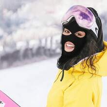 2 Pieces 3-Hole Full Face Balaclava Mask Black Ski Mask Unisex, Knitted Balaclava For Outdoor Activities - Đen + Đen - Xem 8