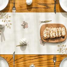 1 pieza Camino de mesa con conejo y zanahoria para Pascua, decoración de mesa de cocina y comedor para primavera/verano, fiestas en interiores/exteriores, camino de mesa beige - Beis - Ver 5