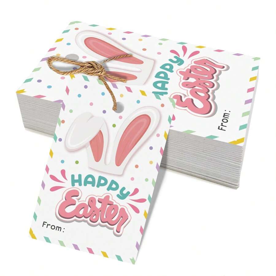 24个可爱复活节礼物标签 - DIY复活节篮子礼物 - 我的小兔子复活节标签、快乐复活节兔子礼物标签、复活节兔子悬挂式礼物标签、复活节派对装饰标签 - 彩色 - 查看 1