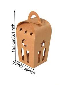 5件套斋月牛皮纸礼盒，饰有月亮和星星图案，牛皮纸礼品包装盒，手持香薰蜡烛礼盒，适用于婚礼、生日派对回礼装饰，以及节日、派对、斋月礼物、情人节、母亲节礼物、日常使用、节日礼物、生日、毕业典礼、返校礼物和其他场合。 - 彩色 - 查看 4