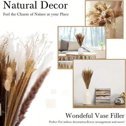 1 Bunch Of Pampas Grass Bouquet, Natural Plant Flower Bouquet, For Vase Centerpiece, Wedding, Bridal Bouquet, Home/Office Decor, Party, Holiday, Photography Prop