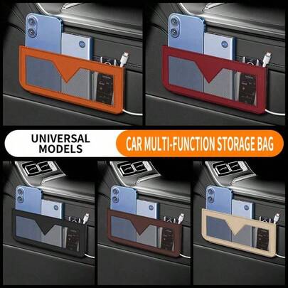 1pc Car Storage Net Pocket, Multi-Function Side Hanging Storage Bag For Cash, Cards, Phones, Car Accessories