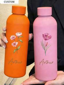 1件客製化雙層不鏽鋼咖啡杯/汽水瓶，運動保溫水杯，500ml/17oz 個性化姓名保溫杯，多色可選，適合開學、節日與生日禮物 - 彩色 - 查看 9