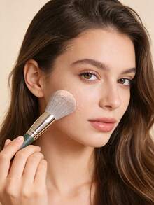 1pc Soft & Fluffy Makeup Brush, Large Powder Brush, Setting Brush, Highlighter Brush, Blush Brush, Facial Makeup Tool - Dark Green - View 7