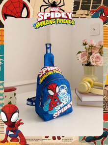 1pc Marvel Official Licensed Spider-Man Graphic Crossbody Bag, Boys' Casual Shoulder Bag, Lightweight Adjustable Strap Chest Bag, Cartoon Coin Purse, Suitable For Boys, Young Fans, Students, Great For Daily School, Outdoor Play, Theme Park Visit, Vacation, Convenient For Carrying Snacks - Blue - View 8