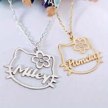 Customizable Name Cat Silhouette Pendant Necklace, Boho Style Adorable Animal Theme, Gender-Neutral Gift Jewelry – Perfect For Everyday And Party Wear - Multicolor - View 4