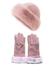1 set élégant et luxueux de chapeau en fausse fourrure noire et de gants - avec des manchettes moelleuses et des détails de broderie de flocons de neige pour garder au chaud. Ensemble d'accessoires d'hiver pour les déplacements quotidiens et les rassemblements de vacances des femmes, Saint-Valentin - flocon de neige - Voir 13
