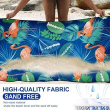 Runmeihe Strandtuch, 80 x 180cm Extra großes Mikrofaser Strandtuch für Erwachsene, Doppelseitiges FSandssfreies Schnelltrocknend Leichtes Handtuch für Strand Schwimmen (Flamingo-Grün)-4663 - Flamingo-grün - Übersicht 4