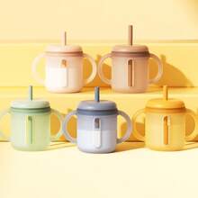 1pc 120ml Baby Silicone Drinking Cup, Anti-Drop Straw Training Cup For Toddlers - Pink - View 11