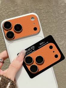 1pc Carbon Fiber 3D Integrated Lens Protector Film Compatible With IPhone 17 Pro/17 Pro Max, AR Anti-Glare, Scratch-Resistant - Brown - View 2