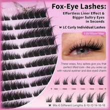 Wtvane Fox Eyelash Clusters Wispy Lash Clusters With Spikes Pre-Mapped 8-18mm Cluster Eyelash Extensions LC-Curly Individual Lashes Faiy Lashes Cluster Cat Eye Lash Clusters DIY Lash Extension - ColorU - 查看 4