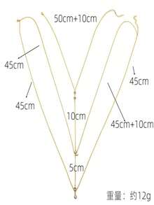 1pc Fashionable Sparkling Metal Body Chain Necklace Women, Beach Resort Sweet Chic Minimalist Dual-Sided Waist Chain Body Jewelry - Nhiều màu - Xem 3
