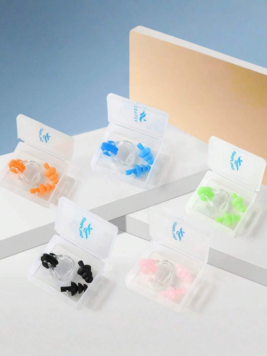 1 Set Swimming Nose Clip & Ear Plugs, Silicone Swimming Accessories, Anti-Leakage Competitive Swimming Equipment - Earplugs and Nose Clips - View 1
