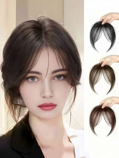 1PC Women's Invisible Synthetic Hair Bangs Hairpiece, Natural Seamless Fake Fringe, Breathable Lightweight Hair Patch, Realistic Hairline Forehead Cover, Daily Party Dating Wear Hair Extensions For Female Girls Hair Accessories