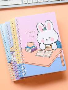 60pcs/Book A5 Cartoon Spiral Notebook, Notebook, Middle East Back To School Season, Student Thick Cute Spiral Notebook, High-Quality Eye-Friendly Memo Pad, Super Thick Large Capacity Notebook, Cute Student Diary, Memo Book, Planner, Back To School, Holiday Gift - Multicolor - View 12