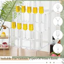 1 Set Acrylic 3-Tier Champagne Tower, Wine Glass Display Rack, Stemware Holder, Tabletop Champagne Cup Stand, Suitable For Wedding, Birthday, Party, Back To School, Cocktail Display - Transparent - View 2