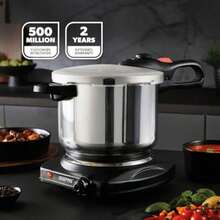 6L Stainless Steel Pressure Cooker Induction Hob Compatible Cooker Quick Pressure Release Dual Handles For Fast Cooking At Home Or In Catering Kitchens Energy Efficient Safety Lock Silver - Silver - View 3