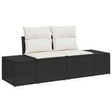 vidaXL 8-Teiliges Garten-Sofa-Set Mit Kissen In Schwarz Und Creme - Schwarz - Übersicht 4