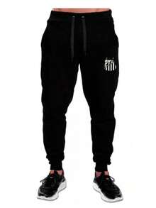 Kit Camiseta + Calça Moletom Futebol Club Time Santos - Preto - Visão 3