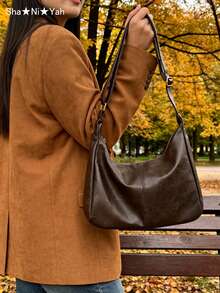 复古斜挎包，新款韩版时尚手提包，大容量单肩包，返校必备，教师节理想礼物，可定制字母图案，可重复使用，教师包，送给教育工作者的理想礼物，伴娘送给妈妈的礼物，复古风包包，复古风女包，日系街头风女包，新款时尚大容量女包，教师节礼物 - 棕色 - 查看 8