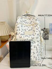 可爱自然星形图案背包，轻便大容量，适合初中女生 - A - 查看 8