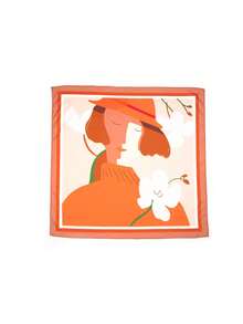 1pc Women's Versatile Fashion Bandana Scarf With Illustrated Print - Multicolor - View 6