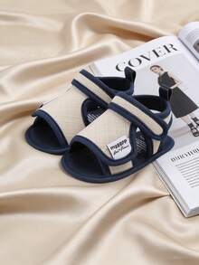 婴儿男女童夏季凉鞋露趾蕾丝公主裙婚礼平底鞋新生儿幼儿柔软防滑鞋底学步鞋 - 米色 - 查看 9