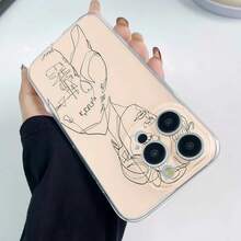 Retrato de  con arte lineal. Esta elegante funda es compatible con los modelos  17, 16, 15, 14 Pro Max, 13, 12, 11, XR y XS Plus. Fabricada en silicona TPU, ofrece protección contra golpes y caídas, además de una sensación superior. Es un regalo ideal para familiares, amigos y seres queridos, y una opción perfecta para San Valentín.fundas para ,fundas,accesorios para celular,fundas para celular,fundas para  13,funda  13,funda  16,funda  17 pro max,funda  15,fundas para  16,fundas  11,fundas , - transparente - Ver 4
