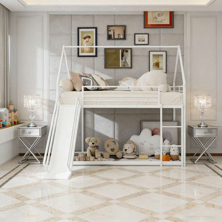 Kids Bed Frames, Headboards & Footboards - White + Iron + Bedroom - View 1