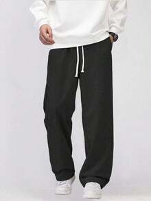This Men's Casual Sweatpants Feature A Loose, Straight-Leg With A Fleece Comfort And Drape.Suitable Both Indoor And Outdoor Wear, It Also Makes A Great Couples.Pants Are Made Of% Polyester Fabric And Have A Drawstring Waistband Adjustable Fit, Available In Multiple Colors. - 黑色 - 查看 3