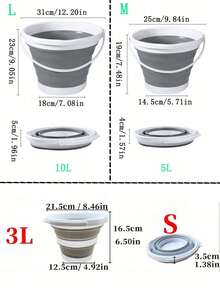 1pc Portable Collapsible Plastic Silicone Bucket, Foldable Car Wash Basin, Large Capacity Fishing Pail, Household Water Storage Bucket Home Bathroom Decor Fall Decor Back To School - Grey - View 3