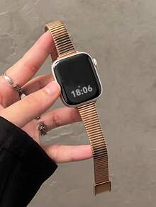 1条优雅玫瑰金不锈钢表带，兼容 38/40/41/42/44/45/46/49mm Series 1/2/3/4/5/6/7/8/9/10/11/SE/Ultra，适合商务、休闲、日常佩戴，女士礼物表带配件 - 玫瑰金 - 查看 7