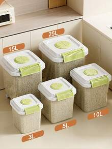 1个现代塑料米罐，带密封盖 - 大容量厨房食品盒，防虫防霉，翻盖设计方便取用，集篮子、盒子和容器于一体，适合家居收纳。 - 彩色 - 查看 6