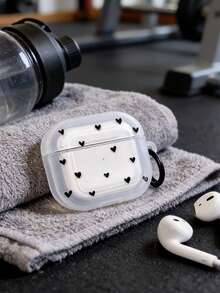 1pc Black Heart Pattern Wireless Bluetooth Earphone Protective Case Compatible With Apple 1/2/3/4, Pro/Pro2/Pro3 - Multicolor - View 4