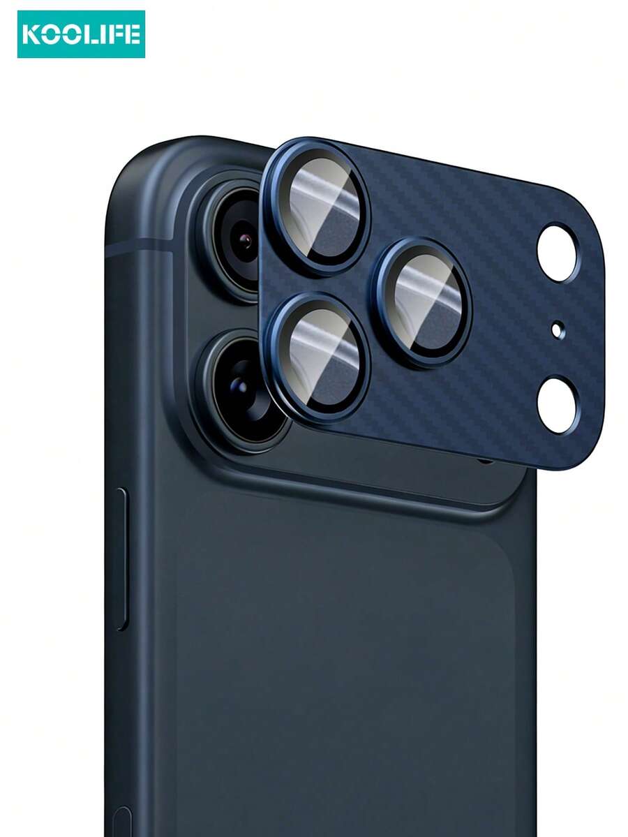 1pc Full Coverage Carbon Fiber Camera Lens Protector, High-Definition Tempered Glass, Easy To Install, Anti-Collision, Waterproof, Shockproof, Anti-Drop, Anti-Scratch, Anti-Fingerprint, Suitable Compatible With IPhone 17/17 Pro/17 Pro Max - Blue - View 1