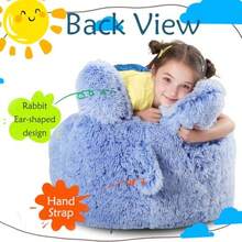 Bean Bag Chair For With Plush Faux Fur Cover 2.5FT Memory Foam Filled Bean Bag For Teens Lazy Sofa For Living Room/Bedroom/Dorm Rabbit-Ears DesignChildren's Growth Games, Fun And Joyful, Essential For Childhood - FrostBlue - View 5