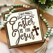 1pc Vintage "Bunny Needs Coffee..." Wooden Sign, 8x8 Inches, Farmhouse Style, Suitable For Kitchen, Bathroom, Living Room, Home Decor, Classic Style, Housewarming/Easter Decoration - Multicolor - View 3