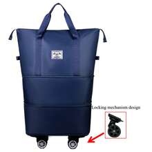 带可拆卸轮子的拉杆旅行包，可扩展女士行李包，可折叠拉杆登机箱，登机箱，男女通用礼品袋 - 彩色 - 查看 15