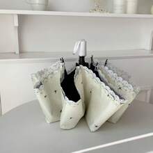 时尚清新纯色防紫外线优雅蕾丝工艺8根伞骨加厚黑色雨伞，母亲节礼物，卧室装饰，花园，厨房装饰，夏季，海滩，旅行必备，房间装饰，柔软舒适，毕业季礼物 - 清新蕾絲 - 查看 11