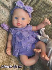 逼真13英寸硅胶重生娃娃，解剖结构精准，逼真的新生儿，身体细节彩绘，模拟女婴艾莉，生日礼物/收藏/装饰 - Reborn Doll - 查看 5