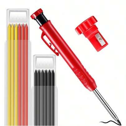 1 Set Carpenter Pencil With Built-In Refill, Mechanical Pencil Marking Tool For Woodworking, Carving, Construction