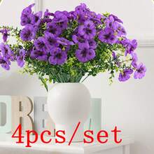 1/2/4支装仿真三色堇花束 - 逼真兰花造型，绿叶点缀，适合室内外装饰，可用于花园、门廊、露台、窗台花箱和悬挂式花盆，无需维护的仿真户外花卉灌木 - 彩色 - 查看 10
