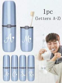 白色藝術心形字母便攜式牙刷盒，隨時隨地保持牙刷清潔可用！旅行牙刷收納盒、牙刷杯蓋，適用於旅行、露營、出差和學校，多功能牙刷杯、旅行盥洗杯、牙刷與盥洗用品收納組 - 彩色 - 查看 4