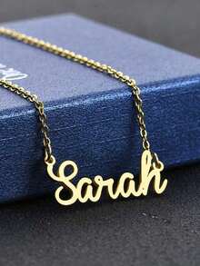 1pc Personalized Simple DIY Name Necklace Stainless Steel Neck Accessories Accessories (Custom Only In English) Stylish, Fall Fashion, Vintage, Contracted, Simple, Soccer Mom, Casual, Old Money Custom, Personalized, For Weddings Valentines, School Supplies, For Teenagers, Junior High School Students, Middle School Students, High School Senior High School Students, College Students, University Students, Freshman, Sophomore, Underclassmen,Chic Autumn - Multicolor - View 5