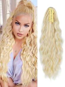 女士合成卷曲波浪夹式马尾假发 - 彩色 - 查看 11