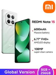 Xiaomi Redmi Note 15 4G Smartphone Global Version, MediaTek Helio G100-Ultra, 6.77" AMOLED Display, 108MP Main Camera, 6000mAh (Typical) Battery, 33W Turbo Charging, AI Image Editing Tools, Xiaomi HyperOS 2 - Green - View 8