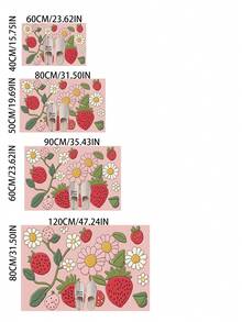 1 pieza Felpudo de entrada con diseño de fresa rosa, alfombra pequeña, felpudo de bienvenida, alfombra, felpudo de piso, felpudo de entrada exterior, alfombra de cocina, decoración del hogar, felpudo de entrada principal, alfombra pequeña de área, felpudo exterior, decoración del hogar, alfombra de área, alfombra de jardín, alfombra lavable - Multicolor - Ver 7