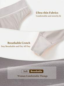 5条装女士高腰透气无痕丁字裤，舒适女士内衣 - 彩色的 - 查看 6